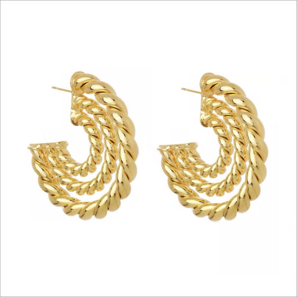 Brincos Meia Argola Multi Waves Dourado